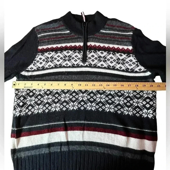 I.E. Relaxed 1/4 zip Nordic Striped Women's Sweater Winter Mock Neck Angora Siz… - Picture 5 of 12